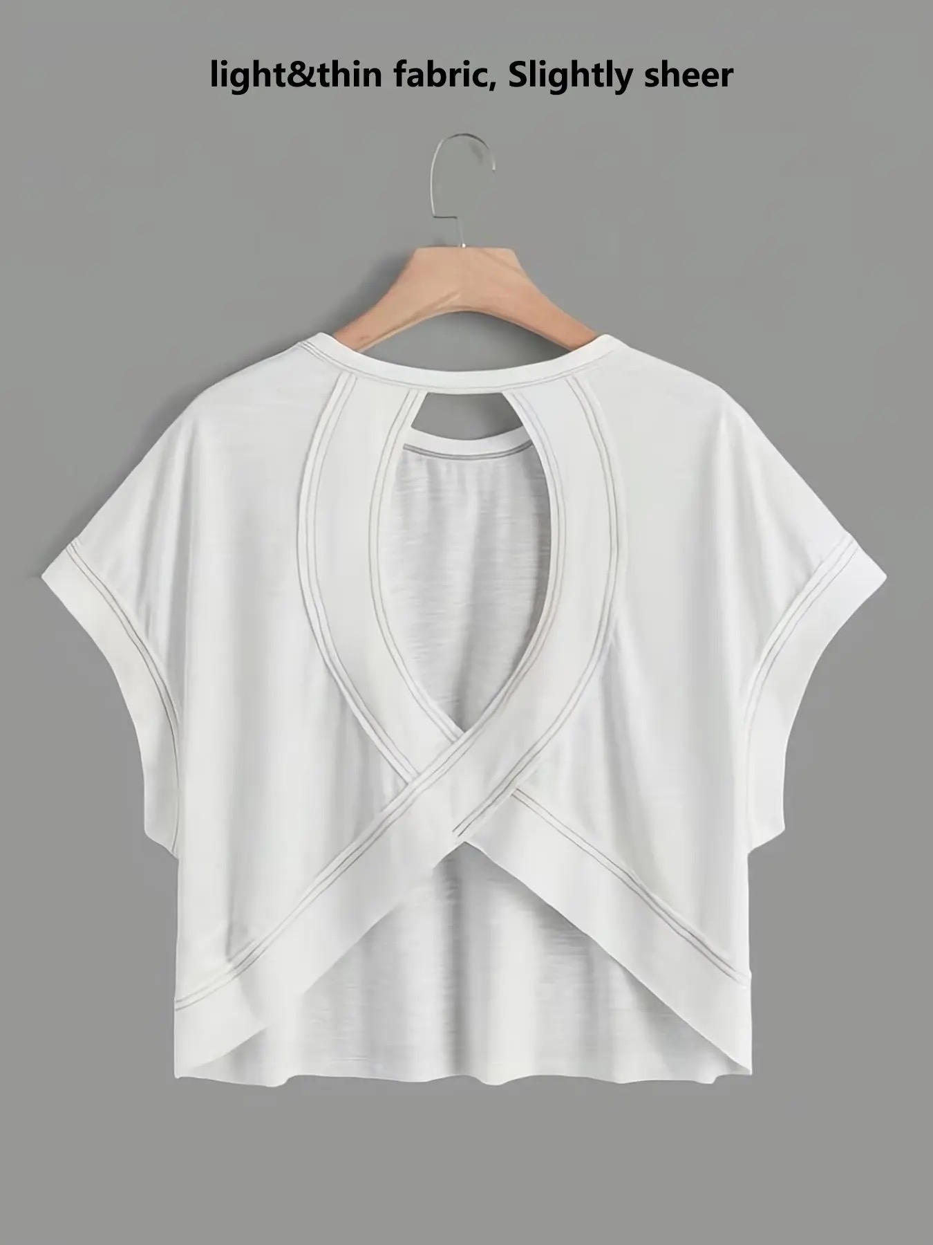 Women's Batwing Sleeve Loose Fit Hollow Out Short Sleeve Top - Breathable Sporty T-Shirt